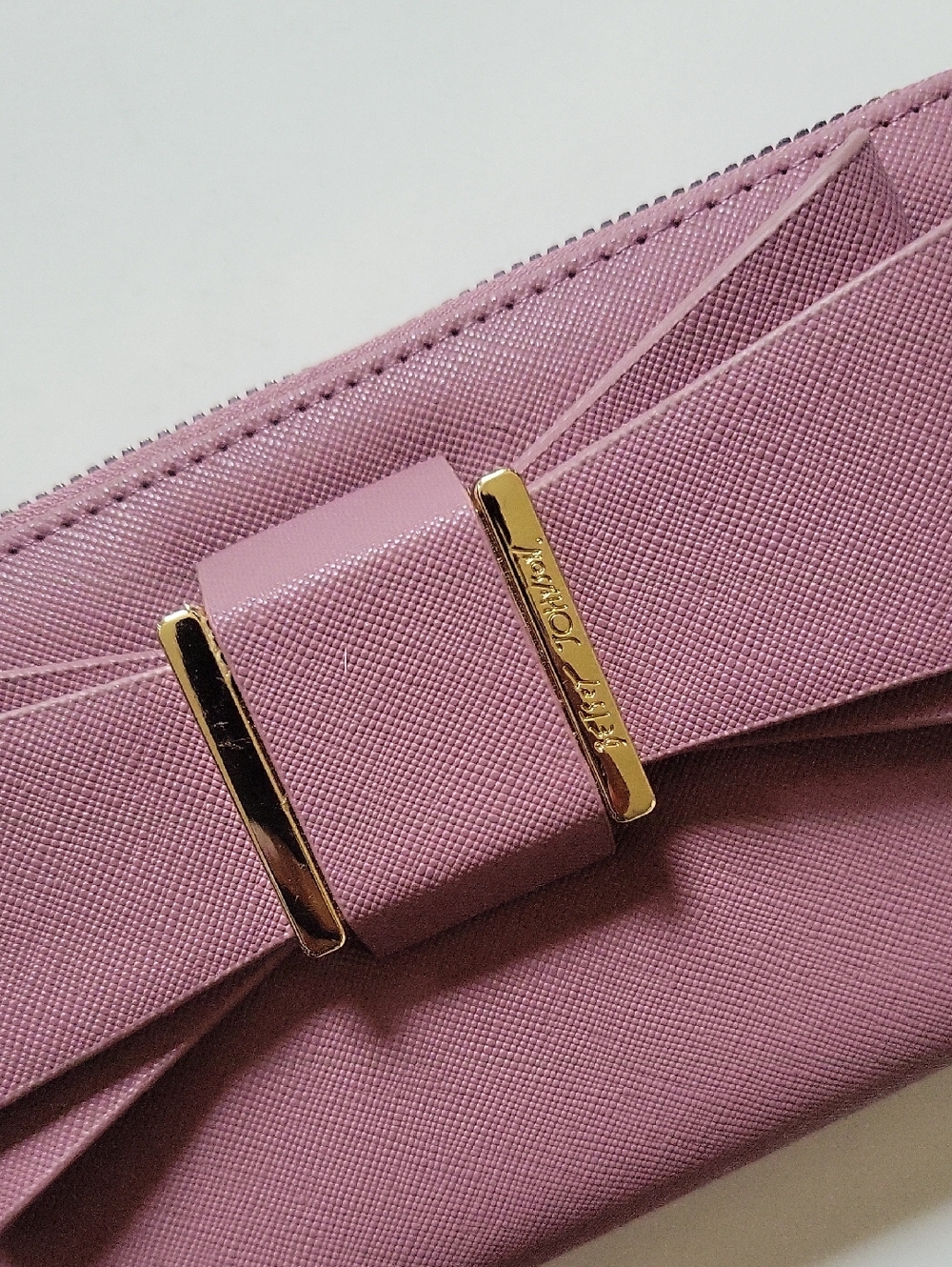 Bow Accent Wristlet Wallet - Dusty Rose - Picture 4 of 6
